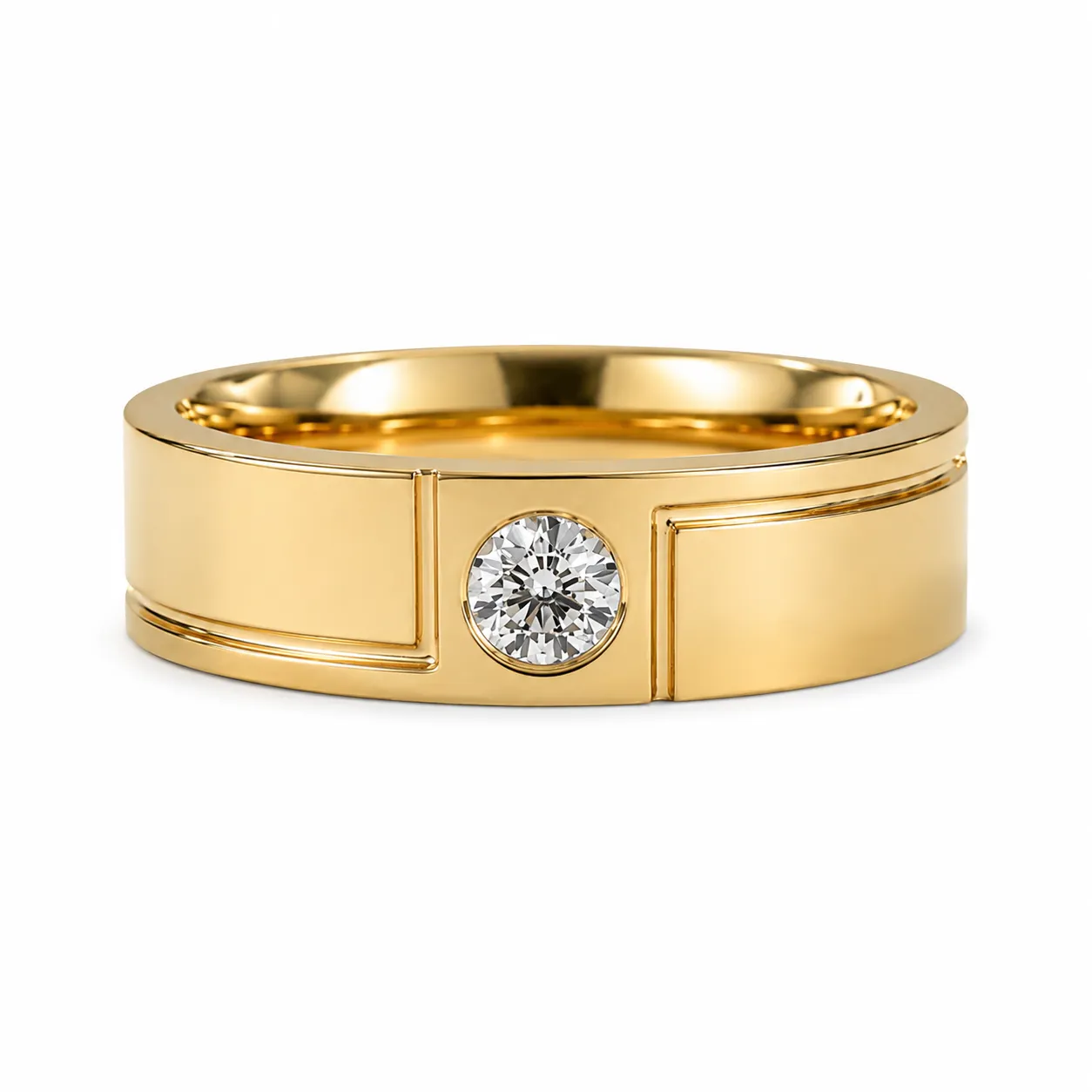 Signature Solitaire Lab Grown Diamond Ring for Men in Yellow Gold