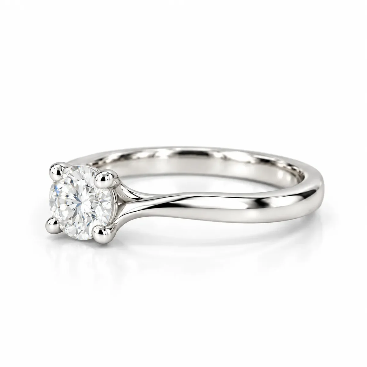 Eternal Twist Moissanite Diamond Ring in 925 Sterling Silver with round cut solitaire stone, right side view