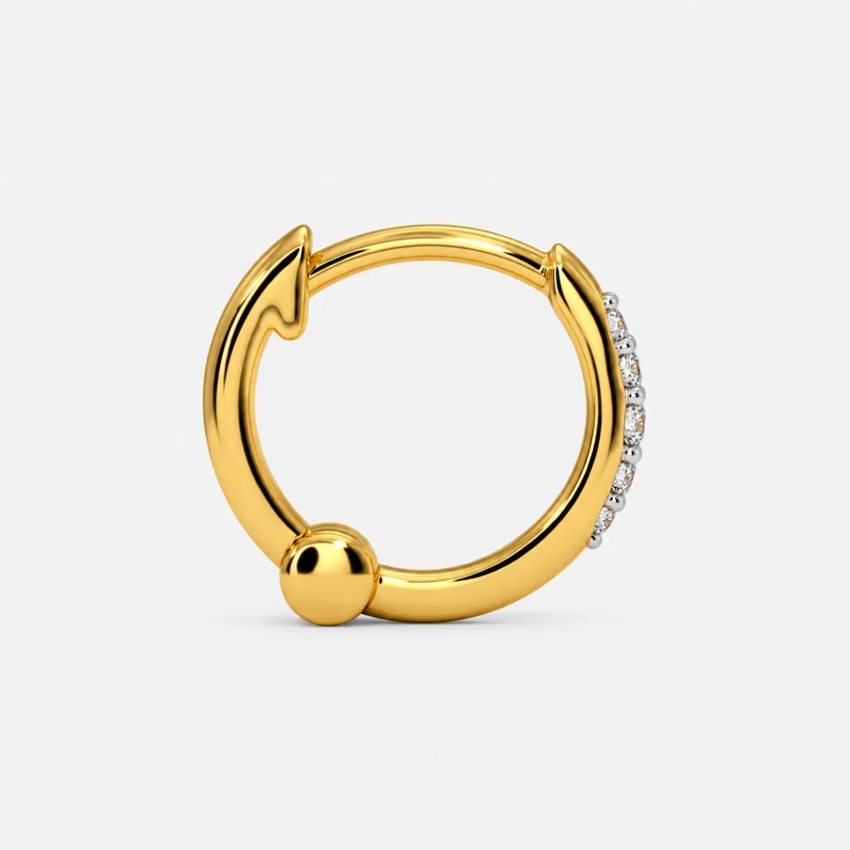 Starlit Lab Grown Diamond Nose Ring back view in yellow gold