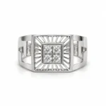 Royal Sunburst Moissanite Diamond Men's Ring in 925 Sterling Silver featuring four round-cut Moissanite stones in a square sunburst design with a rose gold finish.