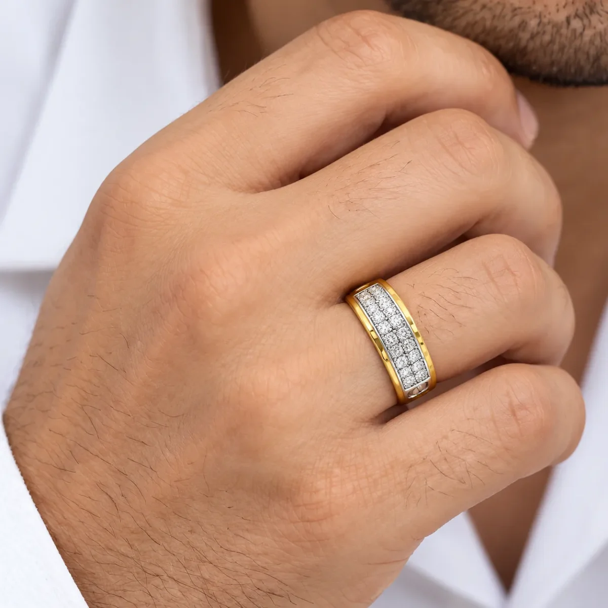 Timeless Grandeur Lab Grown Diamond Ring for Men on Hand
