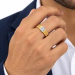 Royal 4 Stone Lab Grown Diamond Engagement Ring for Men on Hand