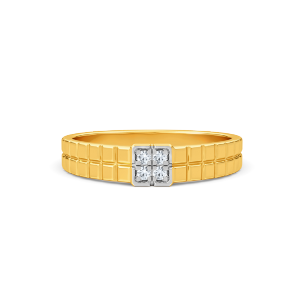 Royal 4 Stone Lab Grown Diamond Engagement Ring for Men Yellow Gold