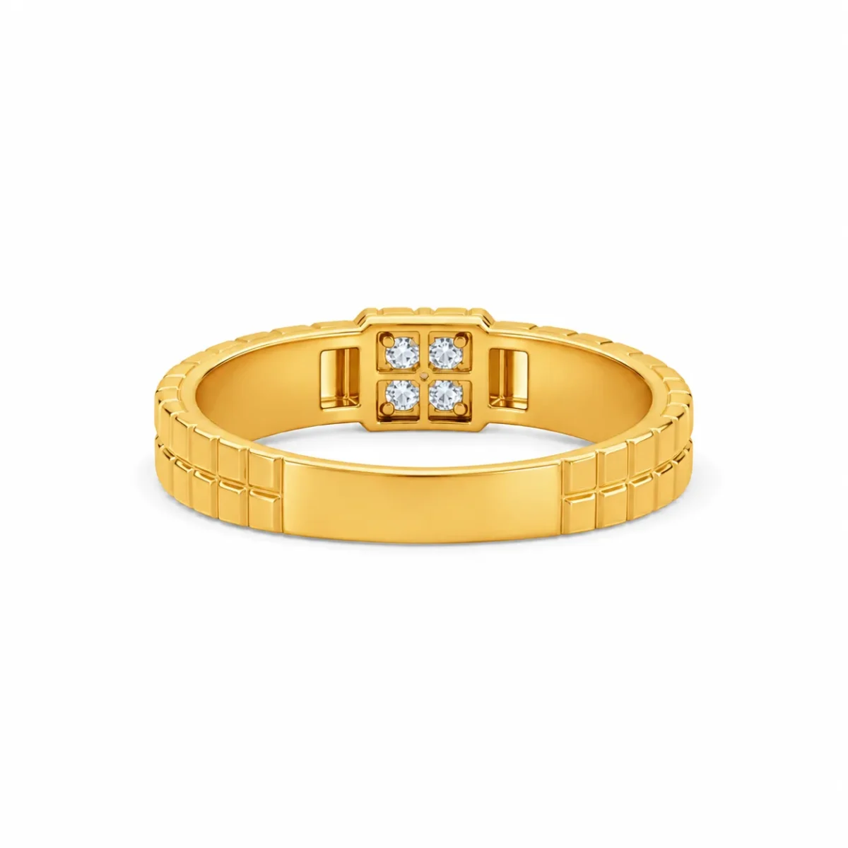 Royal 4 Stone Lab Grown Diamond Gold Ring for Men Back View