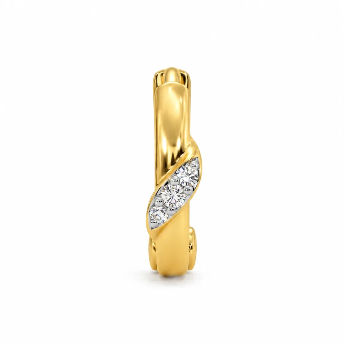 Twist Trio Lab Grown Diamond Nose Ring angled view with three diamonds