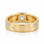 Wave Solitaire Lab Grown Diamond Ring for Men back and inner view in yellow and white gold