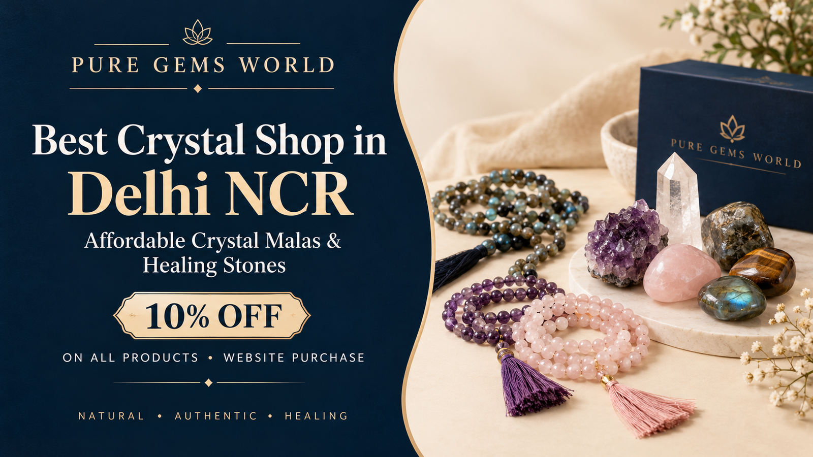 Best crystal shop in Delhi NCR with affordable crystal malas and healing stones