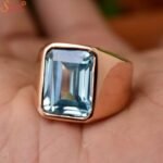Natural Aquamarine Men's Ring, Handmade Gemstone Ring - Image 4