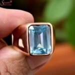 Natural Aquamarine Men's Ring, Handmade Gemstone Ring - Image 5