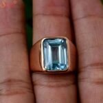 Natural Aquamarine Men's Ring, Handmade Gemstone Ring - Image 2
