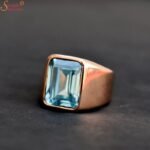 Natural Aquamarine Men's Ring, Handmade Gemstone Ring