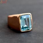 Natural Aquamarine Men's Ring, Handmade Gemstone Ring - Image 3