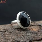 Black Onyx Ring, Sterling Silver Onyx Ring - Image 2