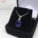Natural Blue Sapphire Pendant, Neelam Silver Pendant - Image 6