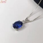 Natural Blue Sapphire Pendant, Neelam Silver Pendant - Image 7