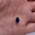 Blue Sapphire Teardrop Pendant, Neelam Pendant