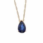 Blue Sapphire Teardrop Pendant, Neelam Pendant - Image 5