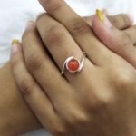 Round Carnelian Gemstone Solitaire Ring, Statement Ring - Image 2