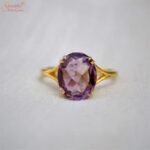 Oval Shape Amethyst Gemstone Ring