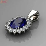 Certified Blue Sapphire Pendant With Moissanite Diamond - Image 2