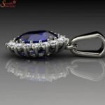 Certified Blue Sapphire Pendant With Moissanite Diamond - Image 3