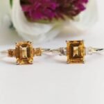 Natural Citrine Wedding Ring, Emerald Cut Citrine Silver Ring - Image 6