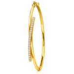18K Gold Curved Line Lab Grown Diamond Bracelet for Women