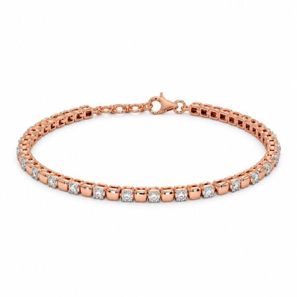 18K Gold Beaded Lab Grown Diamond Tennis Bracelet for Women