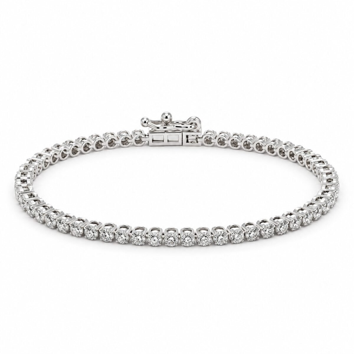 18K Gold Round Link Lab-Grown Diamond Tennis Bracelet for Women