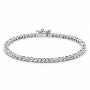 18K Gold Round Link Lab-Grown Diamond Tennis Bracelet for Women