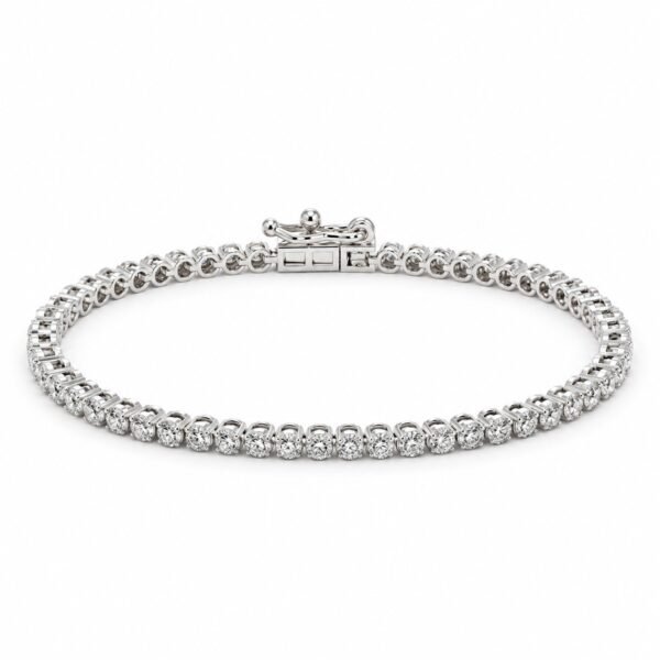 18K Gold Round Link Lab-Grown Diamond Tennis Bracelet for Women