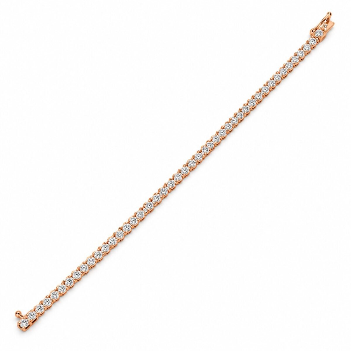 18K Gold Round Link Lab-Grown Diamond Tennis Bracelet for Women
