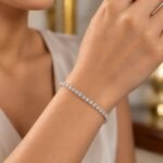 18K Gold Round Link Lab-Grown Diamond Tennis Bracelet for Women