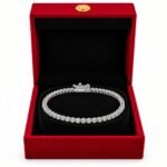 18K Gold Round Link Lab-Grown Diamond Tennis Bracelet for Women