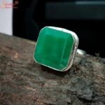 Dark Green Emerald Ring, Panna Gemstone Ring