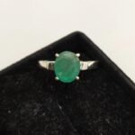 Natural Emerald Gemstone Sterling Silver Ring, Panna Ring - Image 4