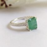 Natural Emerald Gemstone Sterling Silver Ring, Panna Ring - Image 6