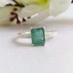 Natural Emerald Gemstone Sterling Silver Ring, Panna Ring