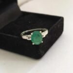 Natural Emerald Gemstone Sterling Silver Ring, Panna Ring - Image 5