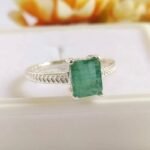 Natural Emerald Gemstone Sterling Silver Ring, Panna Ring - Image 4