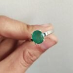 Natural Emerald Gemstone Sterling Silver Ring, Panna Ring - Image 6
