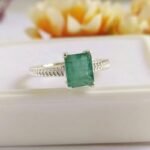 Natural Emerald Gemstone Sterling Silver Ring, Panna Ring - Image 2