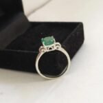Natural Emerald Gemstone Sterling Silver Ring, Panna Ring - Image 7
