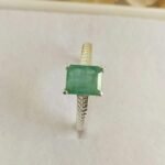 Natural Emerald Gemstone Sterling Silver Ring, Panna Ring - Image 3
