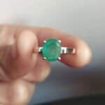 Natural Emerald Gemstone Sterling Silver Ring, Panna Ring - Image 2