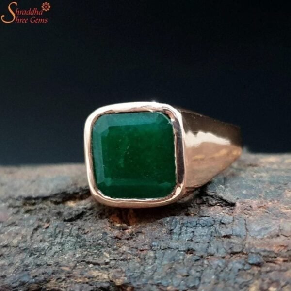 Green Emerald Ring, Unheated Panna Gemstone Ring
