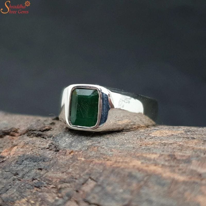 emerald-panna-ring.jpg Emerald Ring, Handmade Panna Gemstone Ring - Image 1
