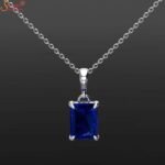 Certified Emerald Shape Blue Sapphire Gemstone Pendant - Image 2