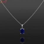 Certified Emerald Shape Blue Sapphire Gemstone Pendant - Image 3