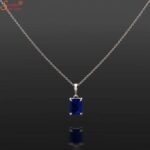 Certified Emerald Shape Blue Sapphire Gemstone Pendant - Image 4